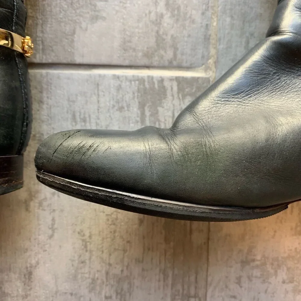 $530 Tory Burch Black Classic Designer Jess Leather Riding Tall Boots Fall 8
